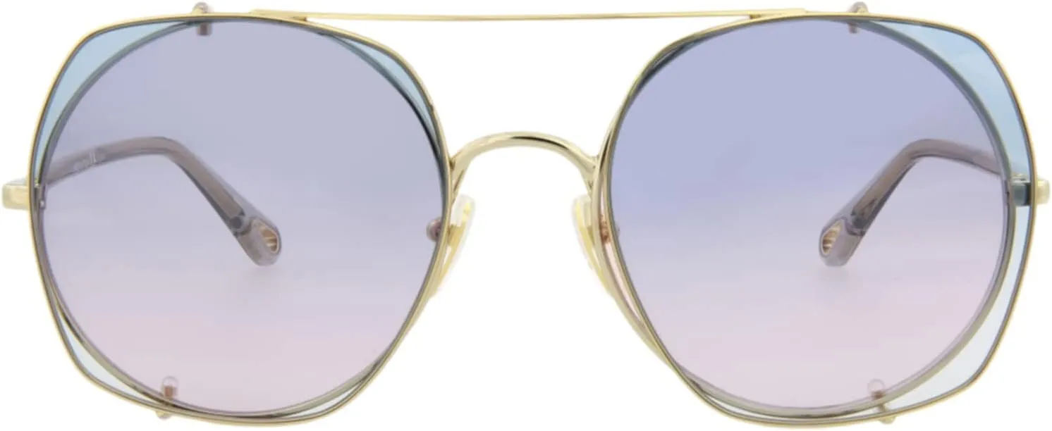 Chloe Sunglasses 2-in-1 Clip-on Eyewear with Round/Oval Metal Frame 56mm Lens