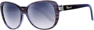 Chopard SCH 129S WTG Women Butterfly Oval Blue & Silver Sunglasses 56mm