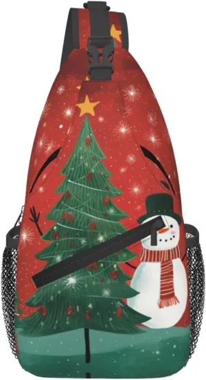 Christmas Holiday Print Trendy Casual Crossbody Bag Convertible Shoulder Strap Women Men Travel Hiking Daypack