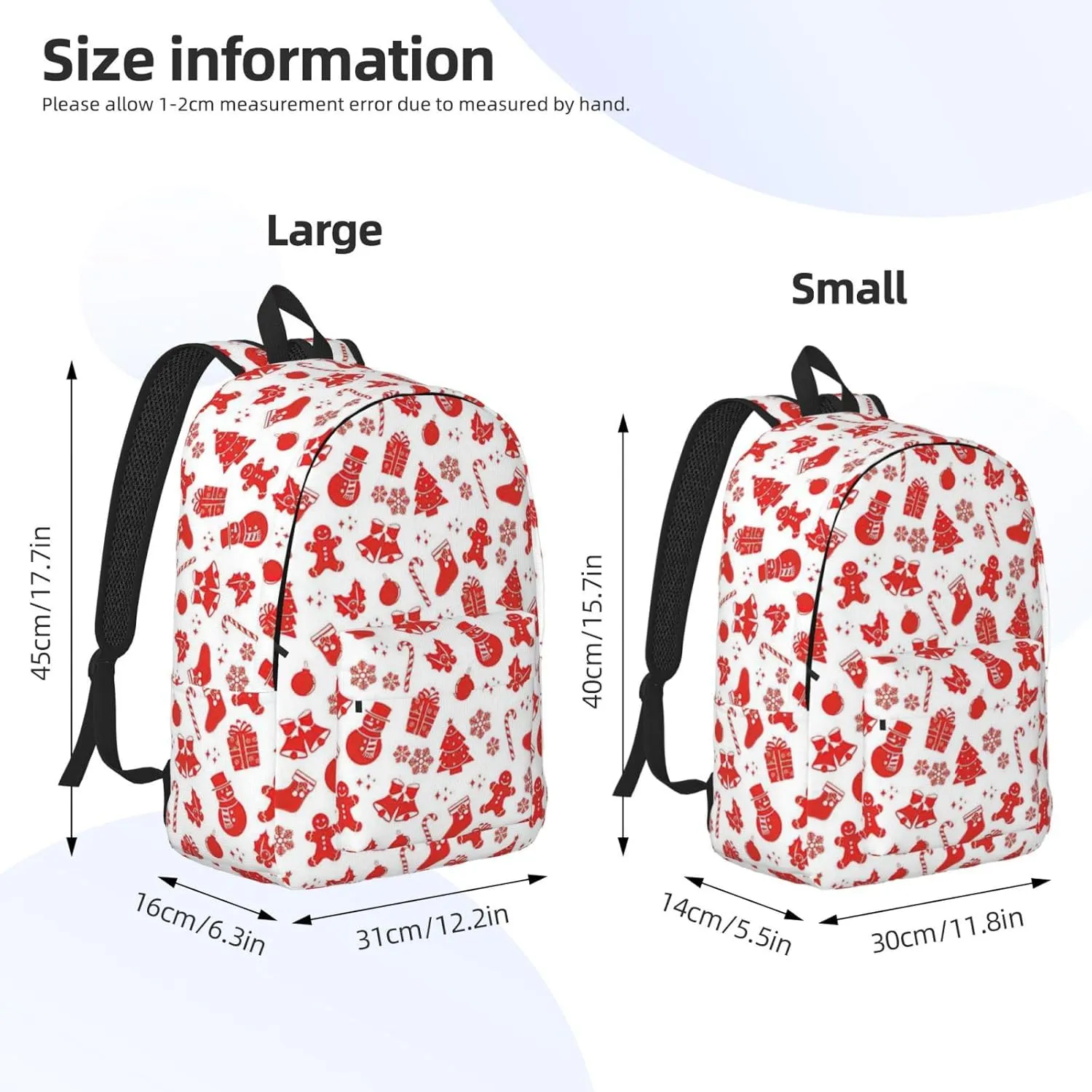 christmas prints Canvas Casual Lightweight Duffel Bag, Fashion Duffel Bag, Unisex Travel Backpack