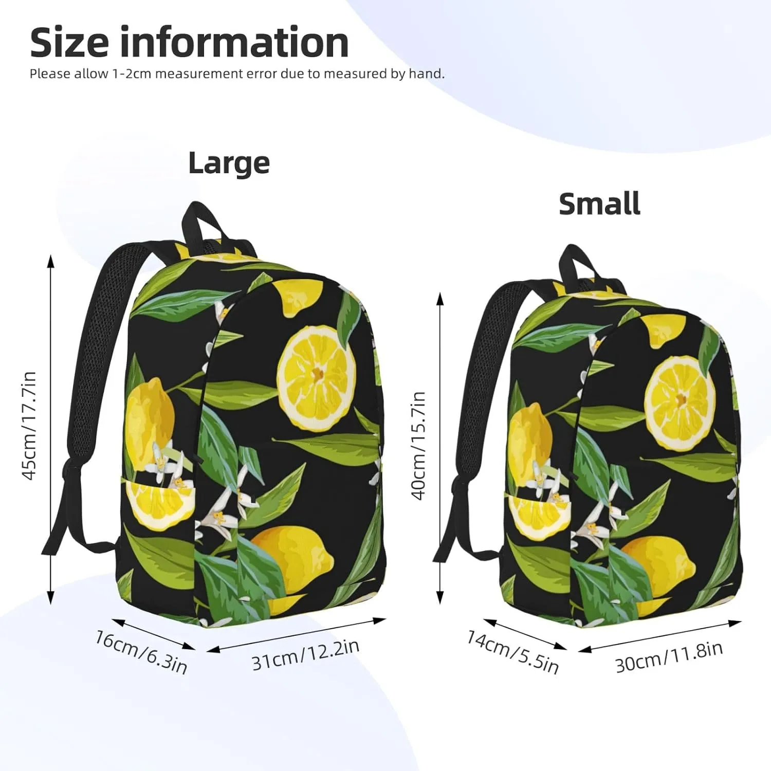 citrus fruit pattern Canvas Casual Lightweight Duffel Bag, Fashion Duffel Bag, Unisex Travel Backpack
