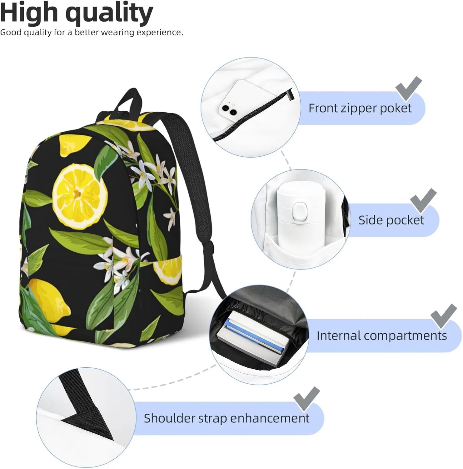 citrus fruit pattern Canvas Casual Lightweight Duffel Bag, Fashion Duffel Bag, Unisex Travel Backpack