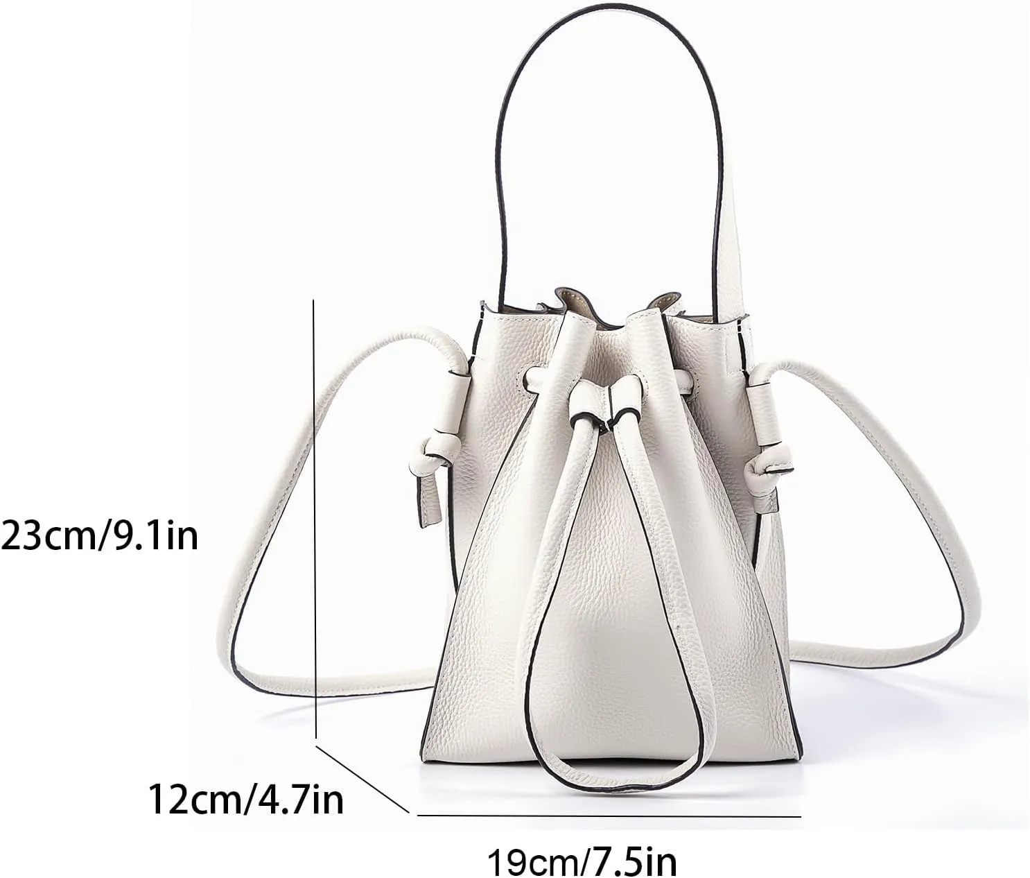 Classic Drawstring Women’s Bucket Shoulder Bag ，Genuine Leather Lightweight Fashion Purses and Handbags, Designer Crossbody
