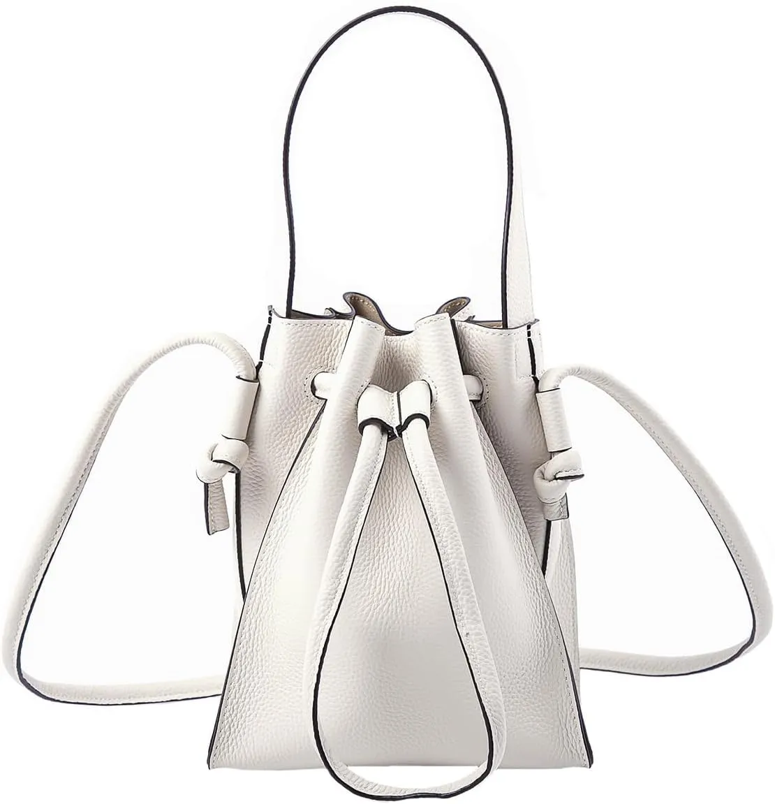 Classic Drawstring Women’s Bucket Shoulder Bag ，Genuine Leather Lightweight Fashion Purses and Handbags, Designer Crossbody
