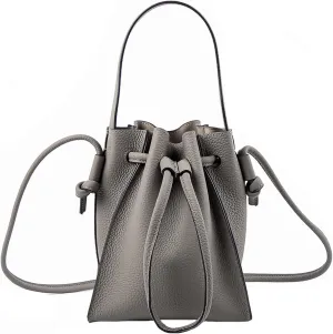 Classic Drawstring Women’s Bucket Shoulder Bag ，Genuine Leather Lightweight Fashion Purses and Handbags, Designer Crossbody
