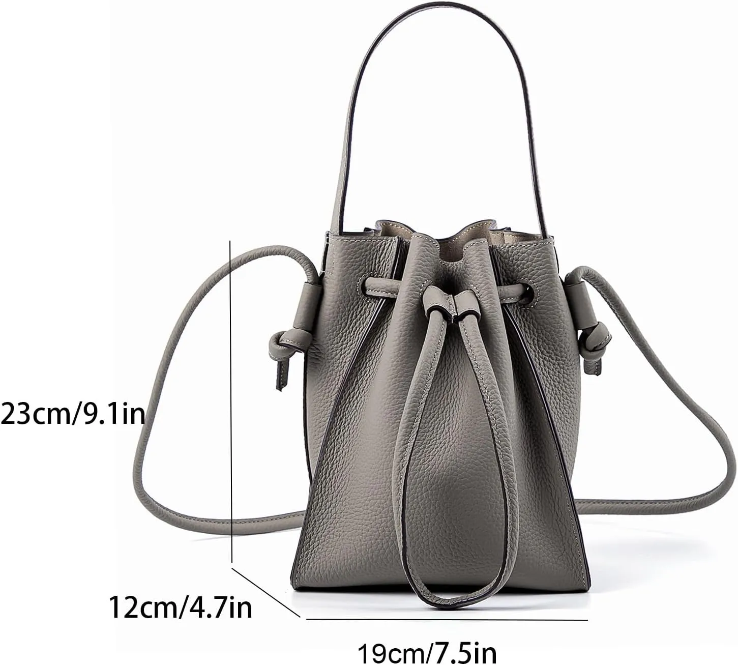 Classic Drawstring Women’s Bucket Shoulder Bag ，Genuine Leather Lightweight Fashion Purses and Handbags, Designer Crossbody