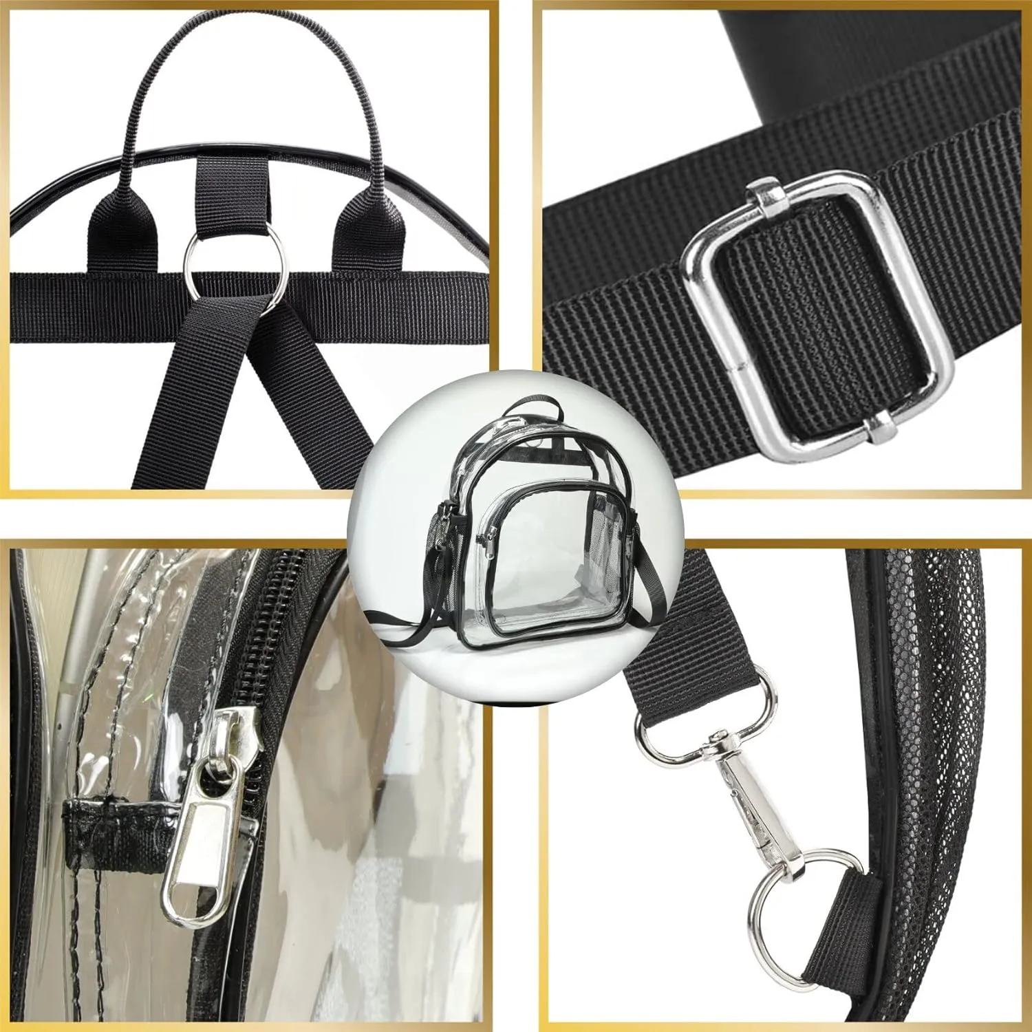 Clear Backpack for Women - Stadium Approved Convertible Crossbody Purse for Concerts, Gym & Travel