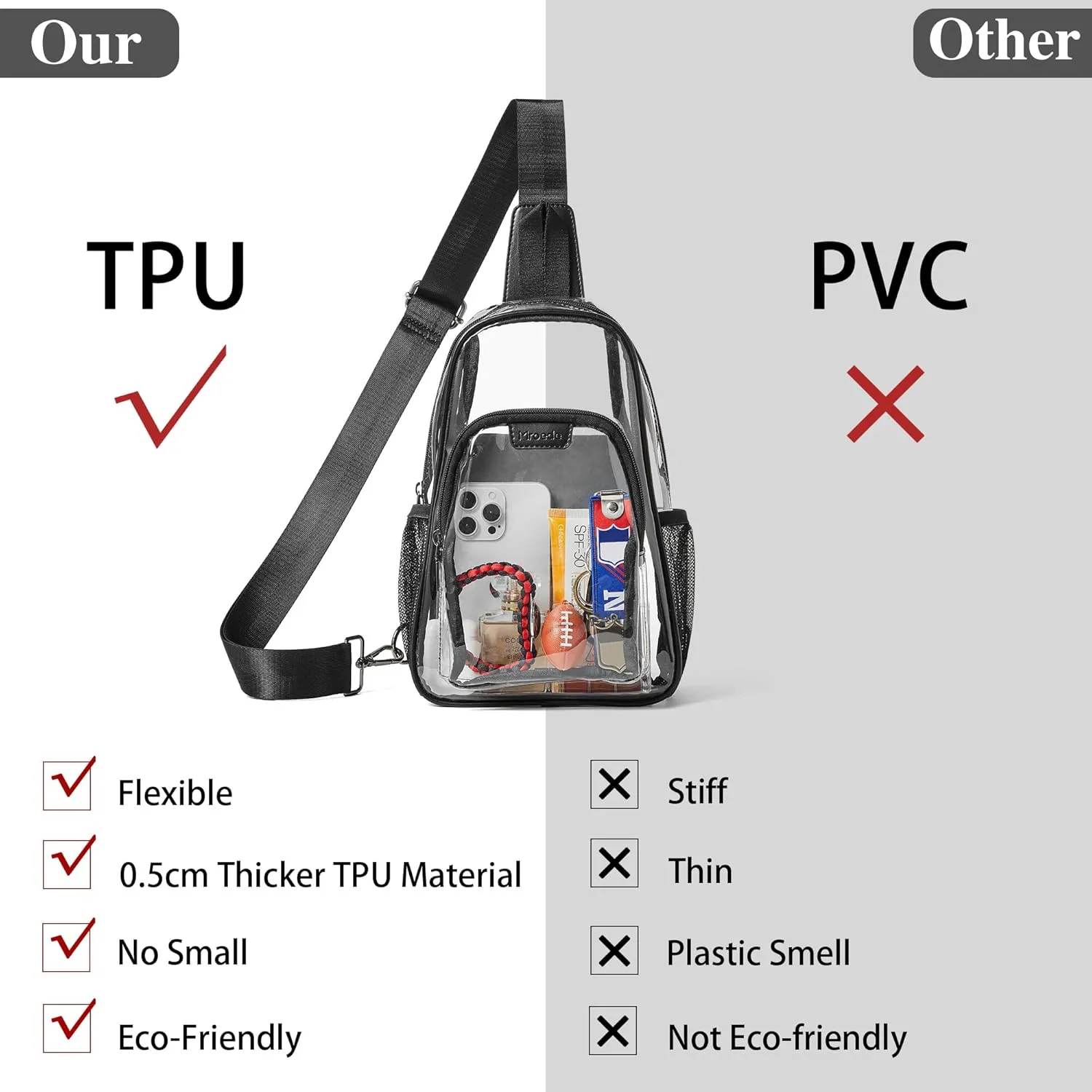 Clear Bag for Stadium Events Approved Clear Purses for Women Crossbody Transparent Bag Stadium Bags for Concert Sport