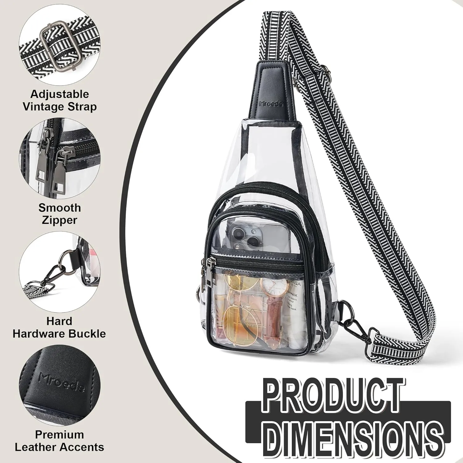 Clear Bag for Stadium Events Approved Clear Purses for Women Crossbody Transparent Bag Stadium Bags for Concert Sport