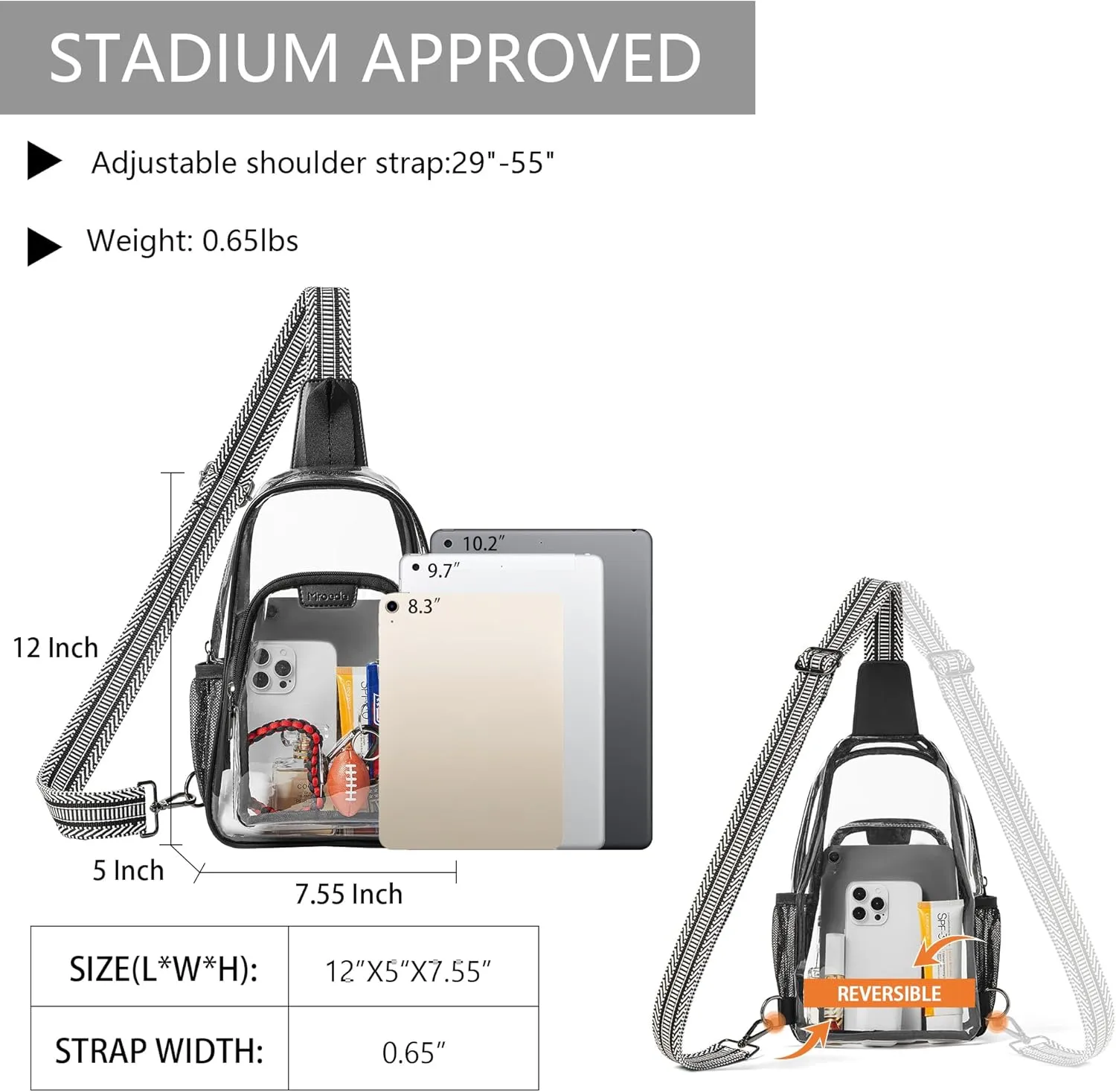 Clear Bag for Stadium Events Approved Clear Purses for Women Crossbody Transparent Bag Stadium Bags for Concert Sport