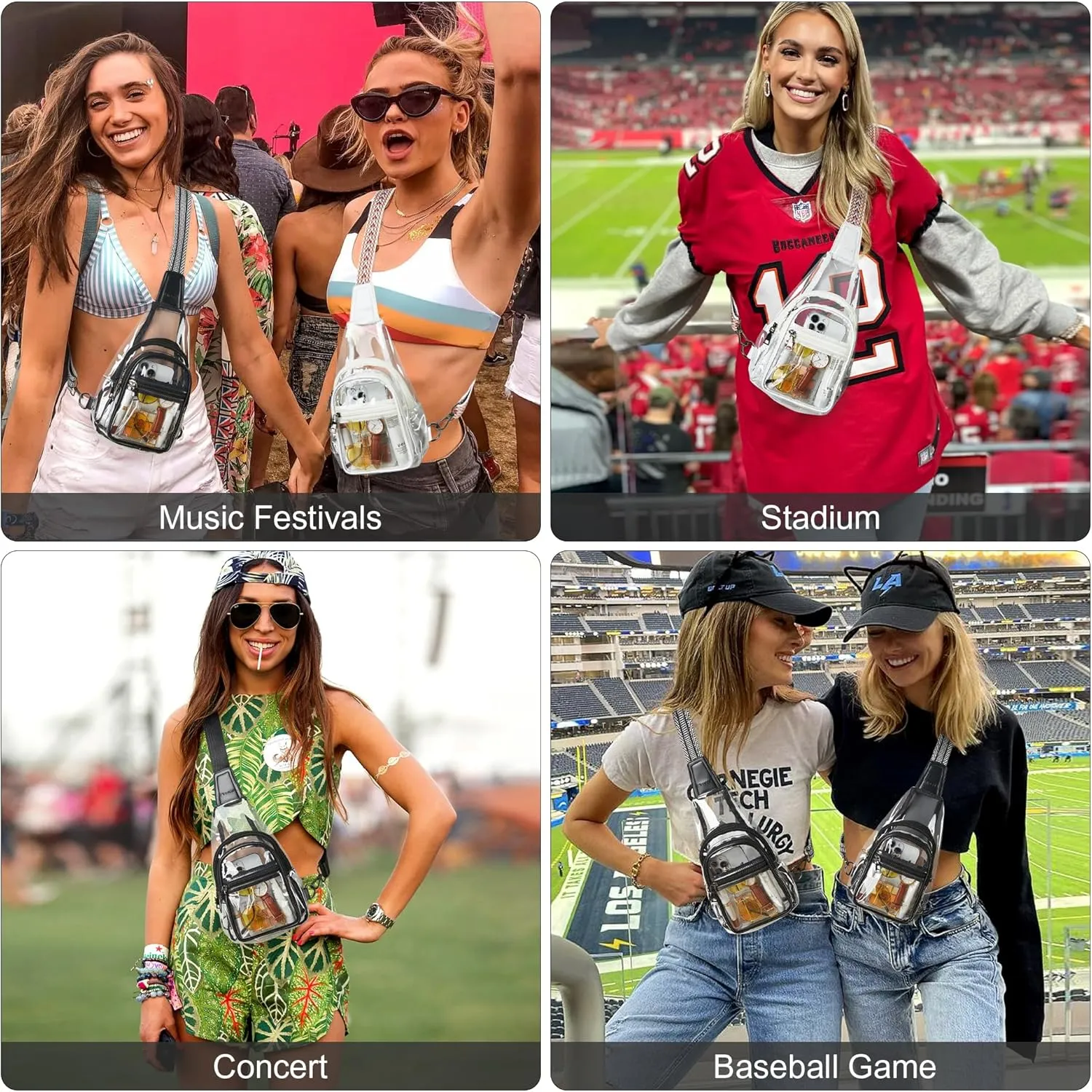Clear Bag for Stadium Events Approved Clear Purses for Women Crossbody Transparent Bag Stadium Bags for Concert Sport