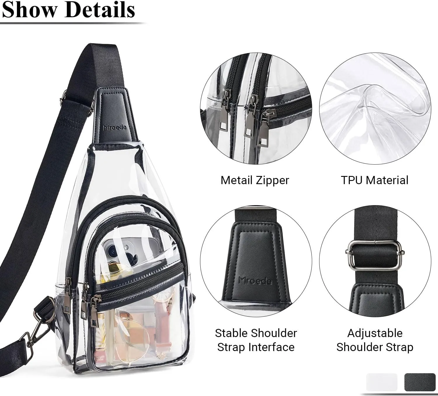 Clear Bag for Stadium Events Approved Clear Purses for Women Crossbody Transparent Bag Stadium Bags for Concert Sport
