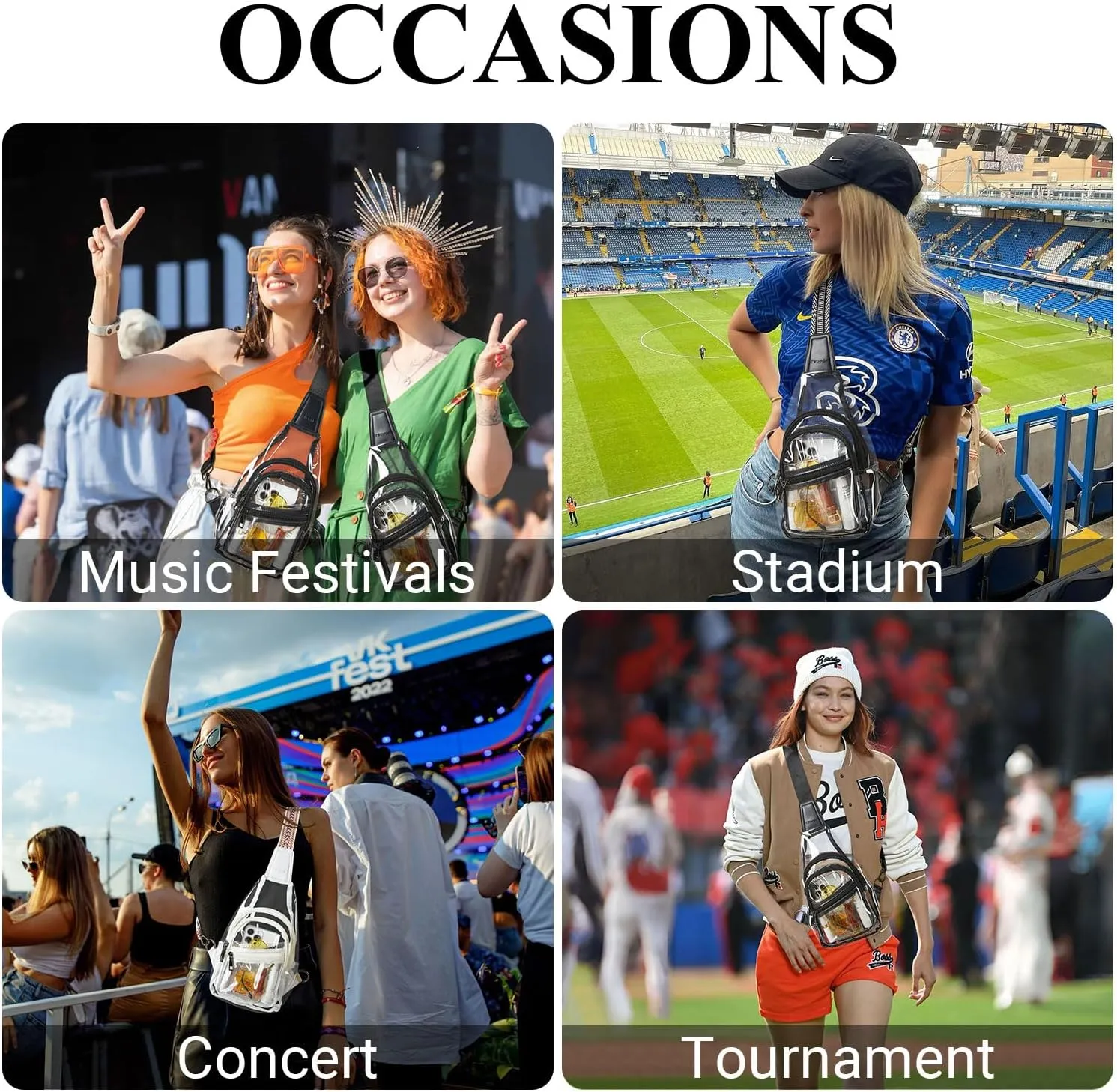Clear Bag for Stadium Events Approved Clear Purses for Women Crossbody Transparent Bag Stadium Bags for Concert Sport