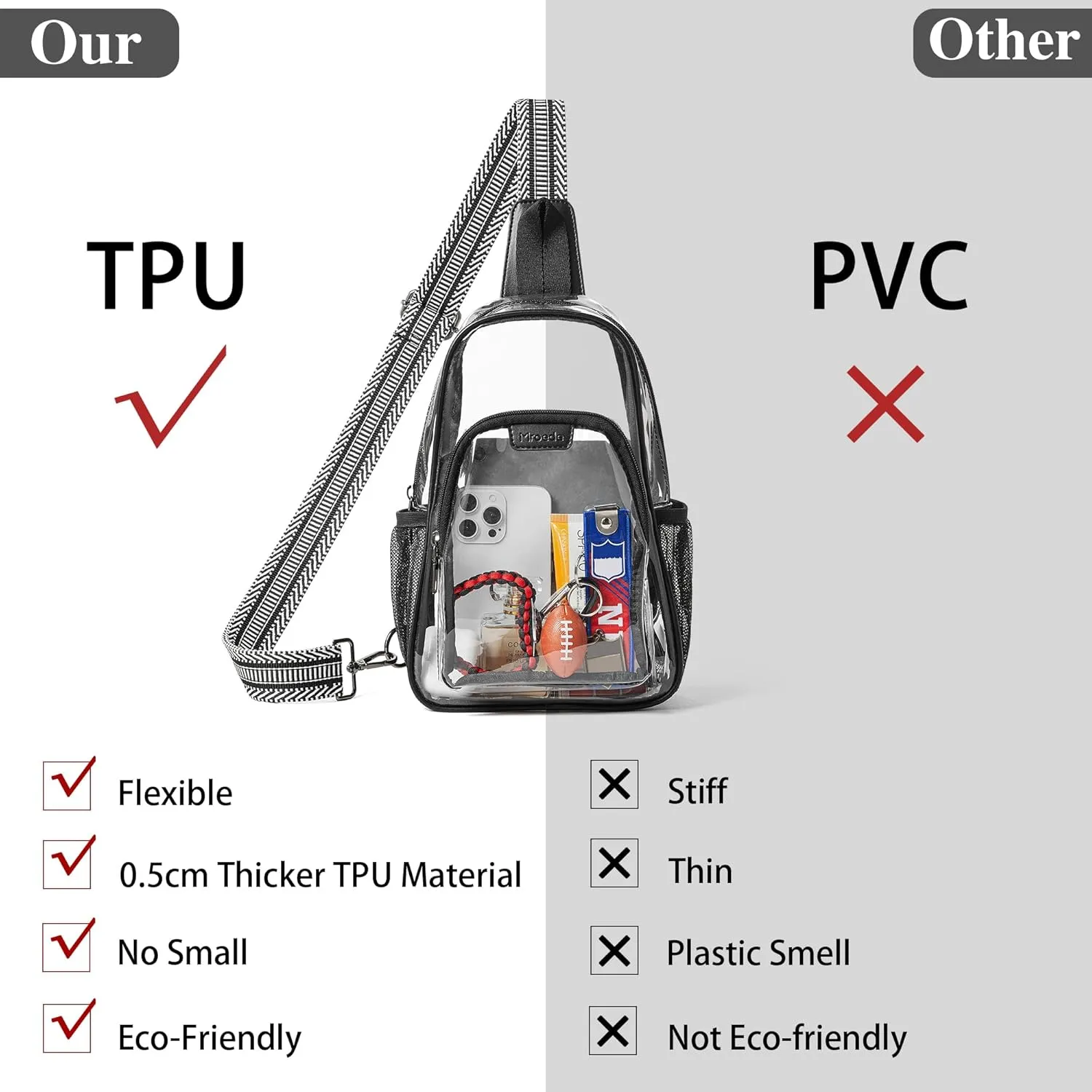 Clear Bag for Stadium Events Approved Clear Purses for Women Crossbody Transparent Bag Stadium Bags for Concert Sport