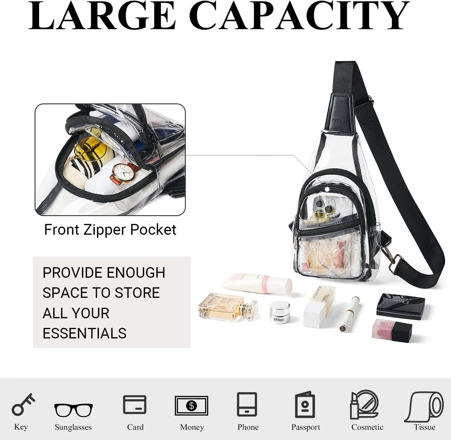 Clear Bag for Stadium Events Approved Clear Purses for Women Crossbody Transparent Bag Stadium Bags for Concert Sport