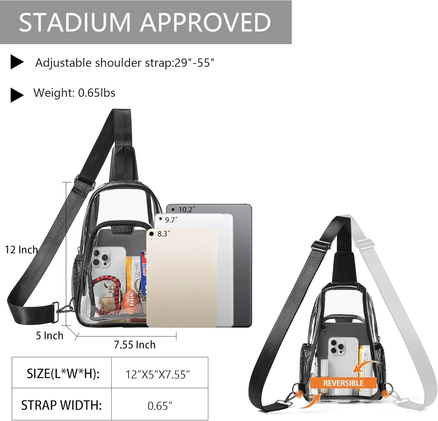Clear Bag for Stadium Events Approved Clear Purses for Women Crossbody Transparent Bag Stadium Bags for Concert Sport
