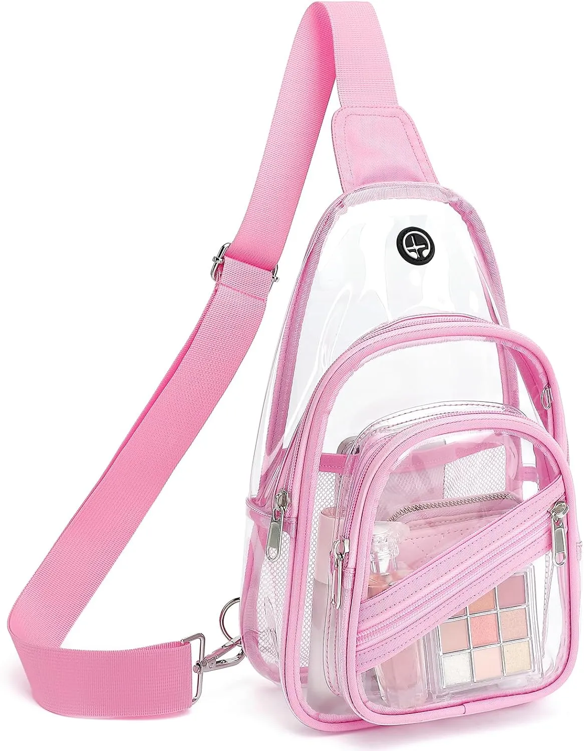Clear Bag for Stadium Events, Clear Backpack Purse for Women Waterproof PVC Crossbody Fanny Pack for Concert Football Sport Hiking Travel, Pink