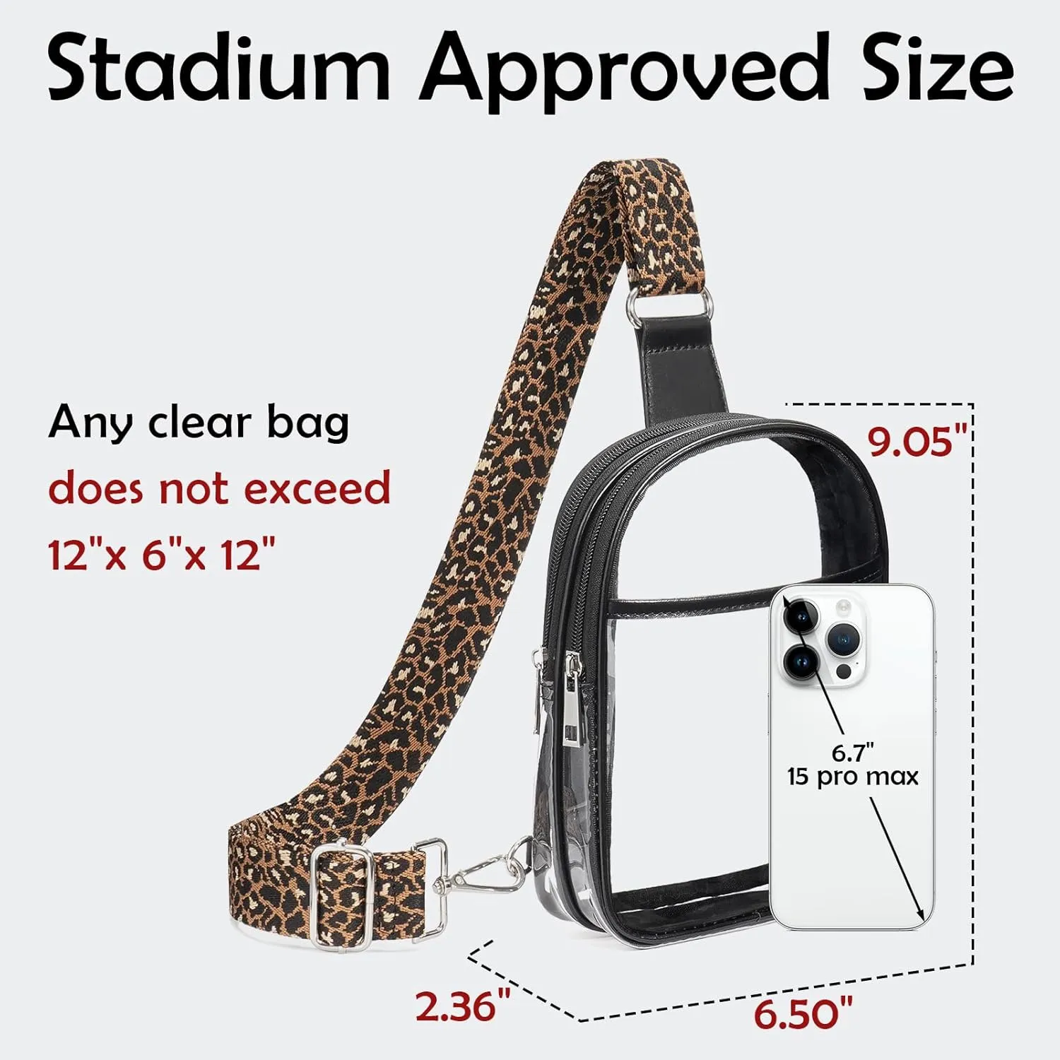 Clear bag For Stadium Events with 2 Extra-Long Straps, Clear Crossbody Bags For Women, Sling Purse For Sport Work