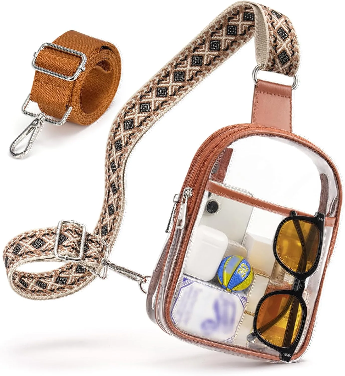Clear bag For Stadium Events with 2 Extra-Long Straps, Clear Crossbody Bags For Women, Sling Purse For Sport Work