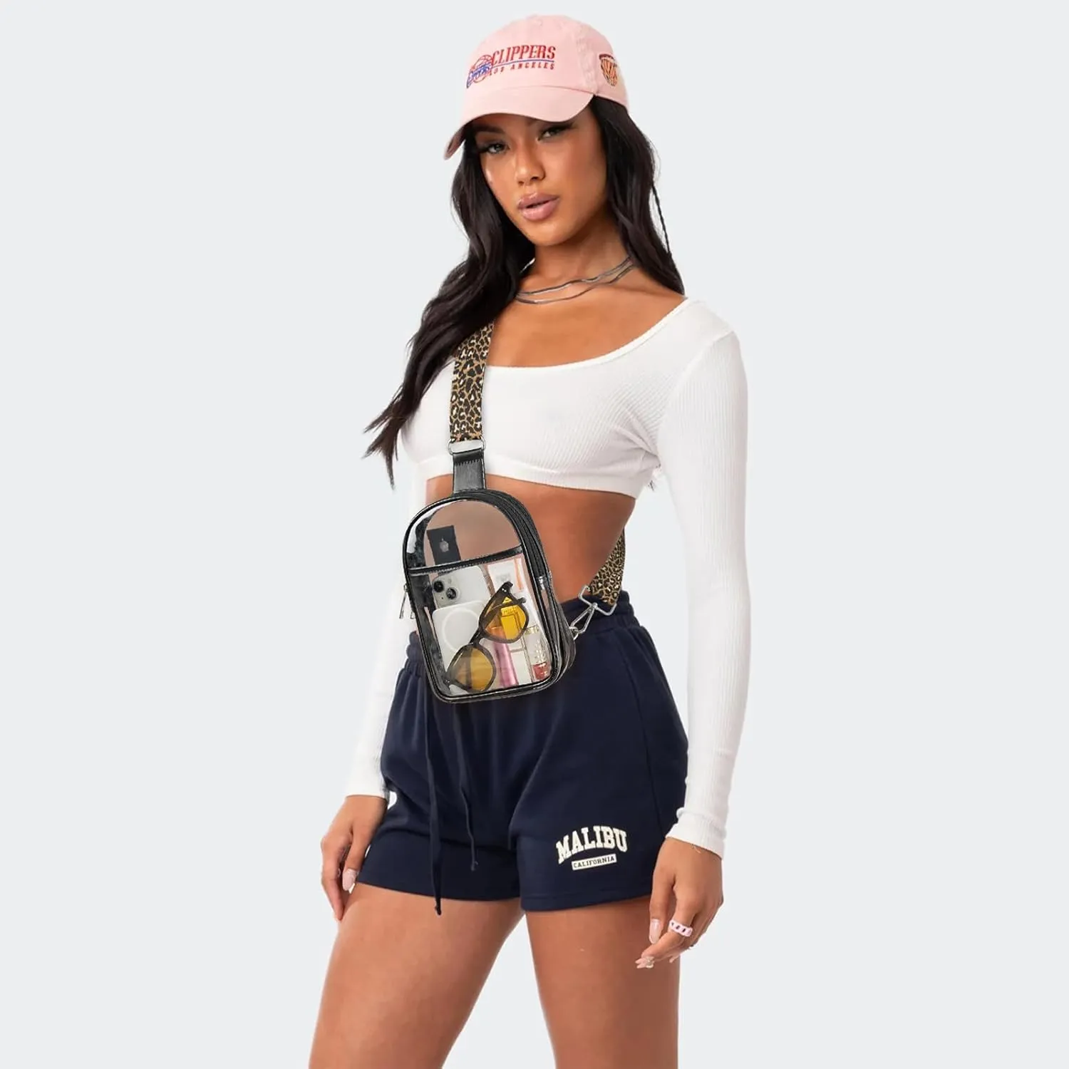 Clear bag For Stadium Events with 2 Extra-Long Straps, Clear Crossbody Bags For Women, Sling Purse For Sport Work