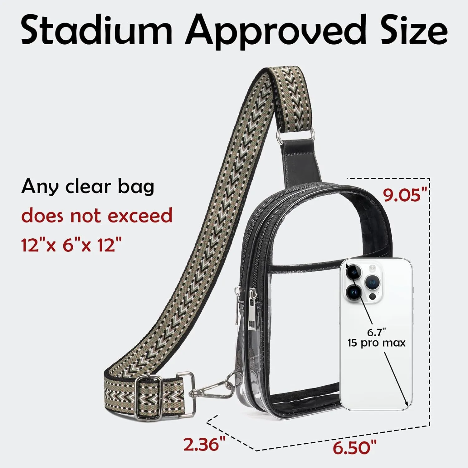 Clear bag For Stadium Events with 2 Extra-Long Straps, Clear Crossbody Bags For Women, Sling Purse For Sport Work