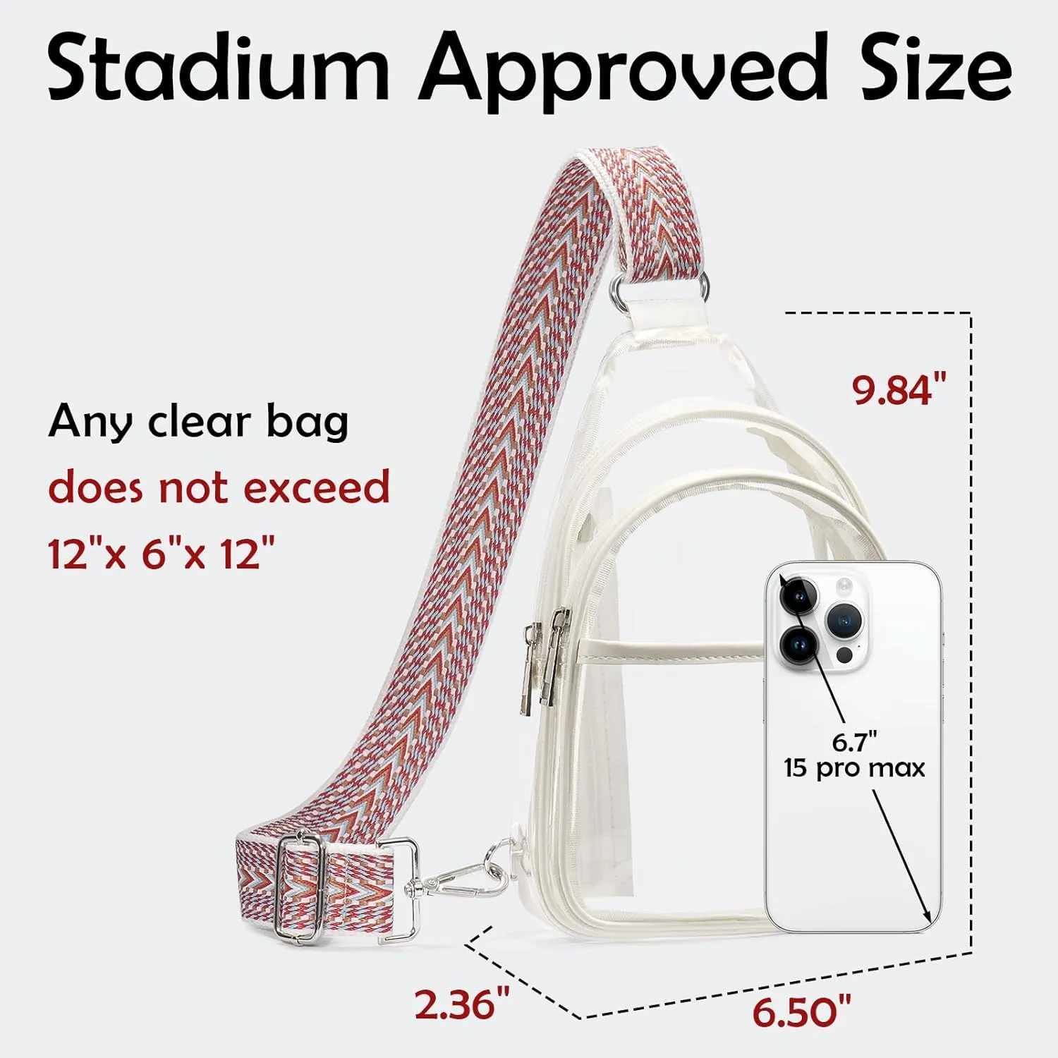 Clear Bags For Events With 2 Extra-Long Straps, 4 Pockets Clear Crossbody Bags For Women