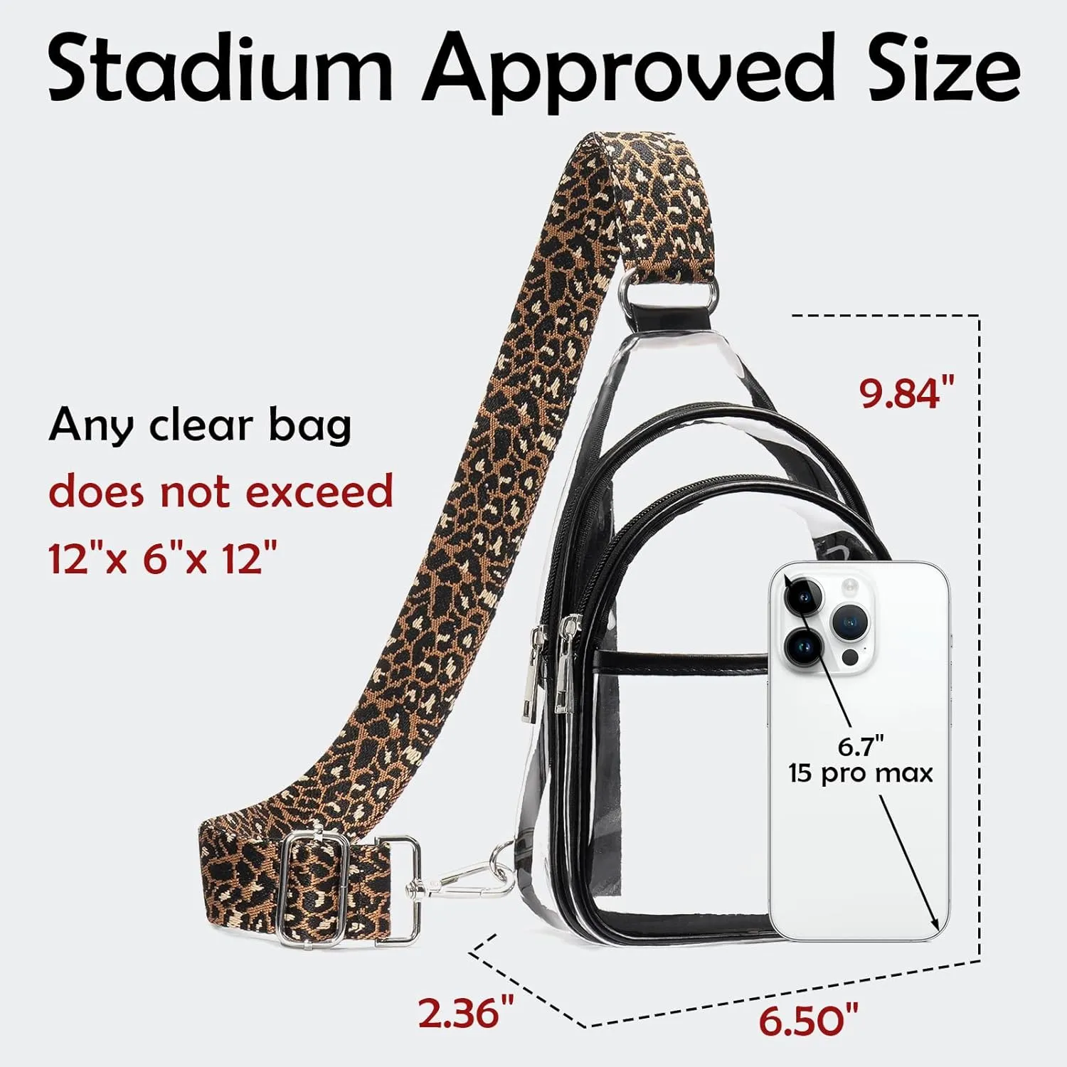 Clear Bags For Events With 2 Extra-Long Straps, 4 Pockets Clear Crossbody Bags For Women