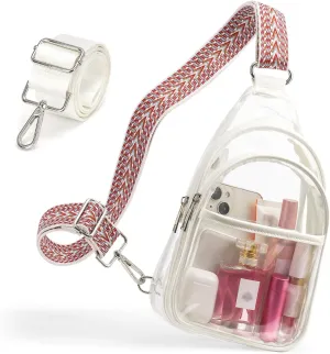 Clear Bags For Events With 2 Extra-Long Straps, 4 Pockets Clear Crossbody Bags For Women