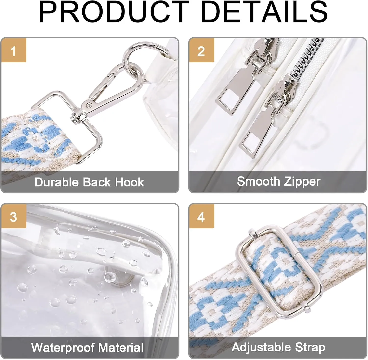 CLUCI Clear Bag for Stadium Events, Clear Crossbody Bag Purses for women stadium Transparent, Concerts Sports
