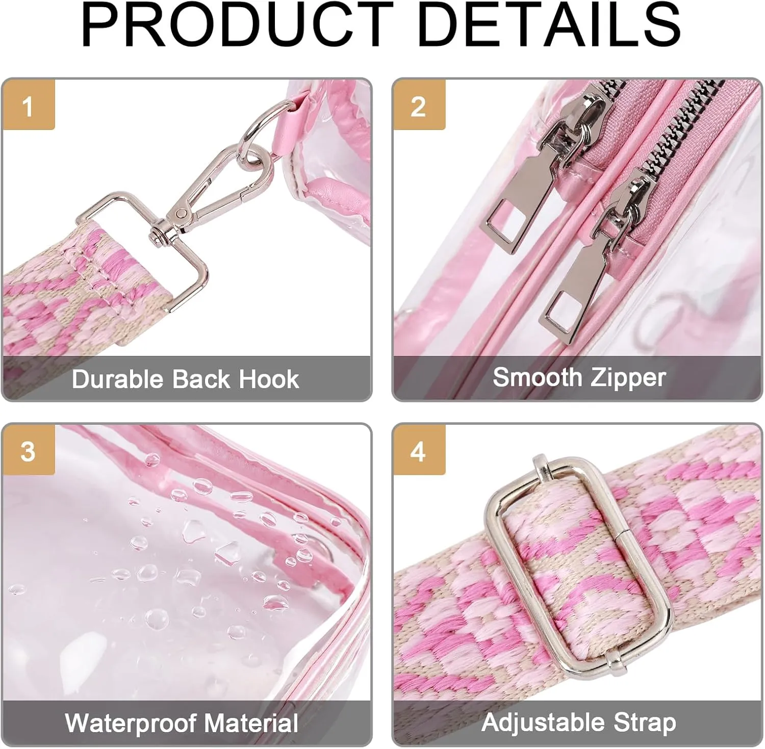CLUCI Clear Bag for Stadium Events, Clear Crossbody Bag Purses for women stadium Transparent, Concerts Sports