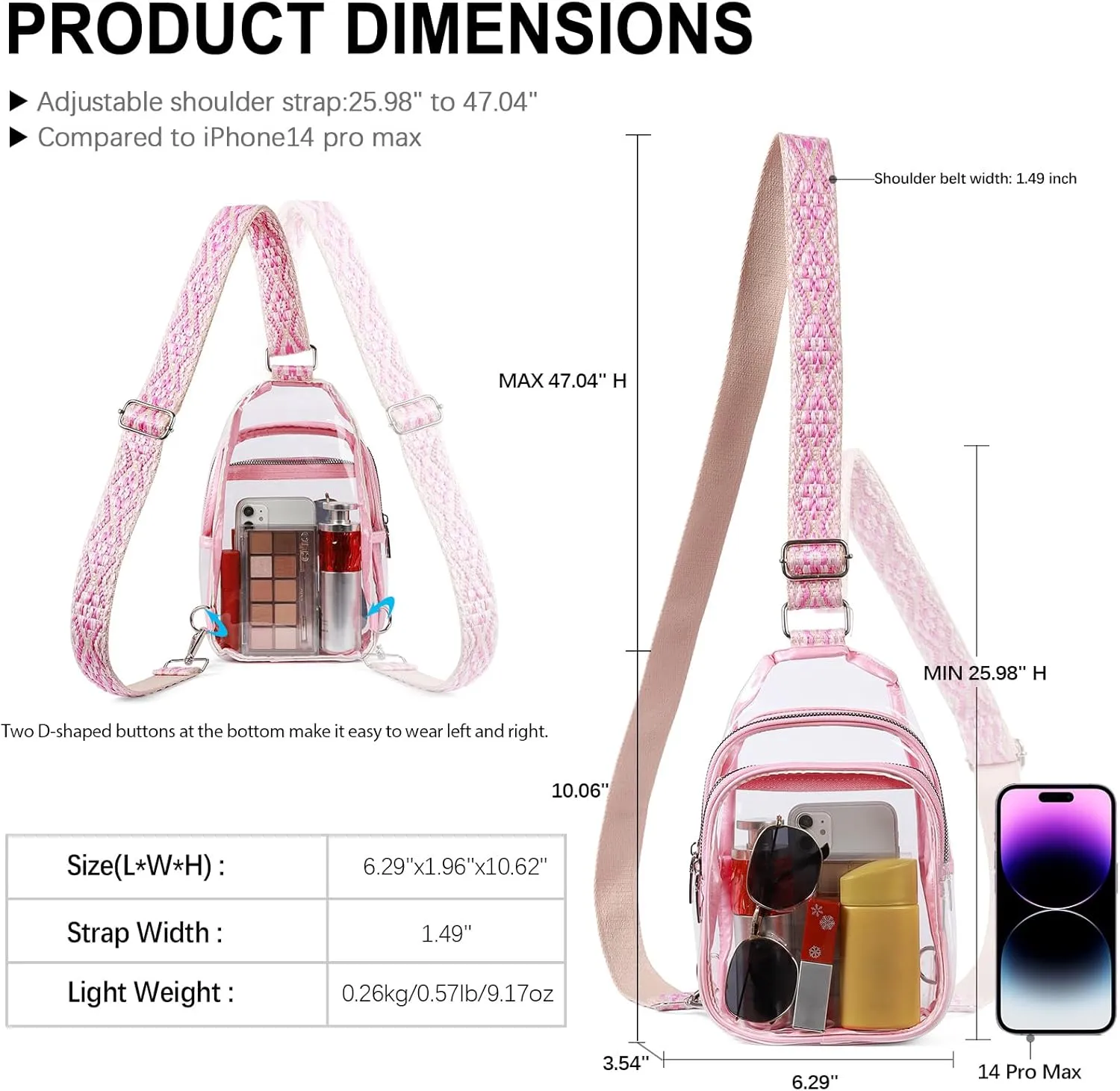 CLUCI Clear Bag for Stadium Events, Clear Crossbody Bag Purses for women stadium Transparent, Concerts Sports