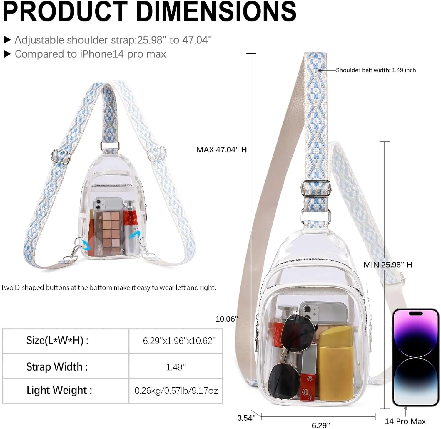 CLUCI Clear Bag for Stadium Events, Clear Crossbody Bag Purses for women stadium Transparent, Concerts Sports