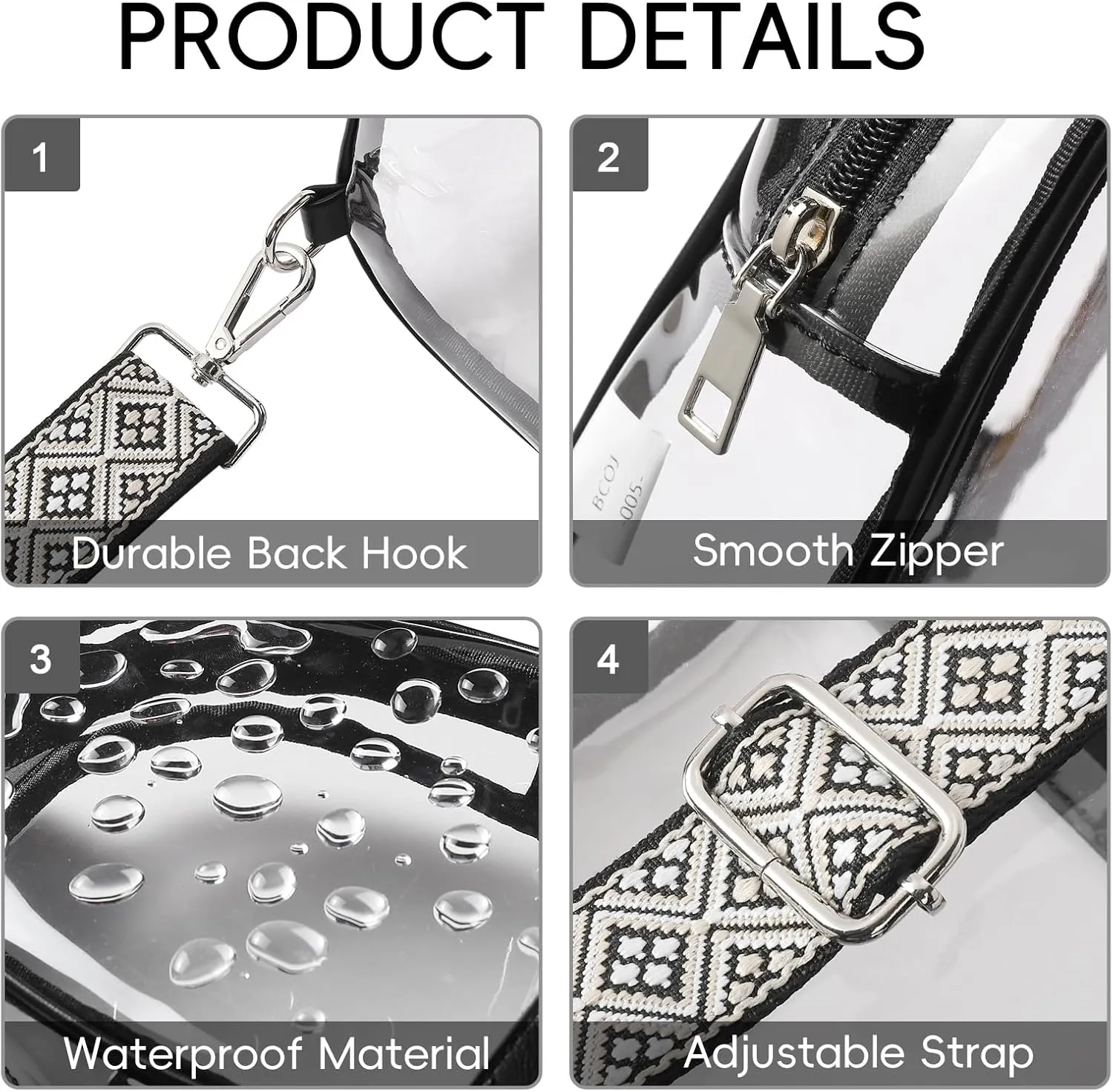 CLUCI Clear Bag for Stadium Events, Clear Crossbody Bag Purses for women stadium Transparent, Concerts Sports