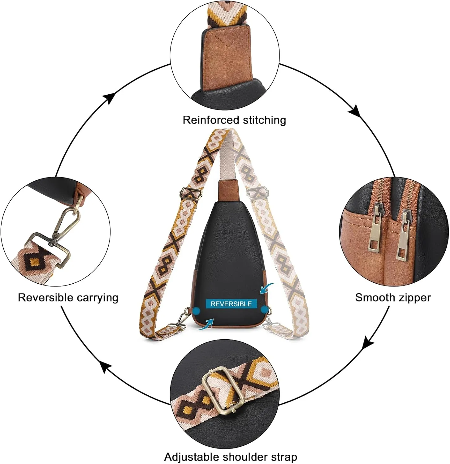 CLUCI Crossbody Bags for Women - Sling Backpack Travel Bag in Leather