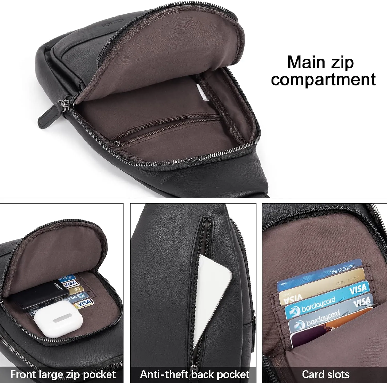 CLUCI Crossbody Bags for Women - Sling Backpack Travel Bag in Leather