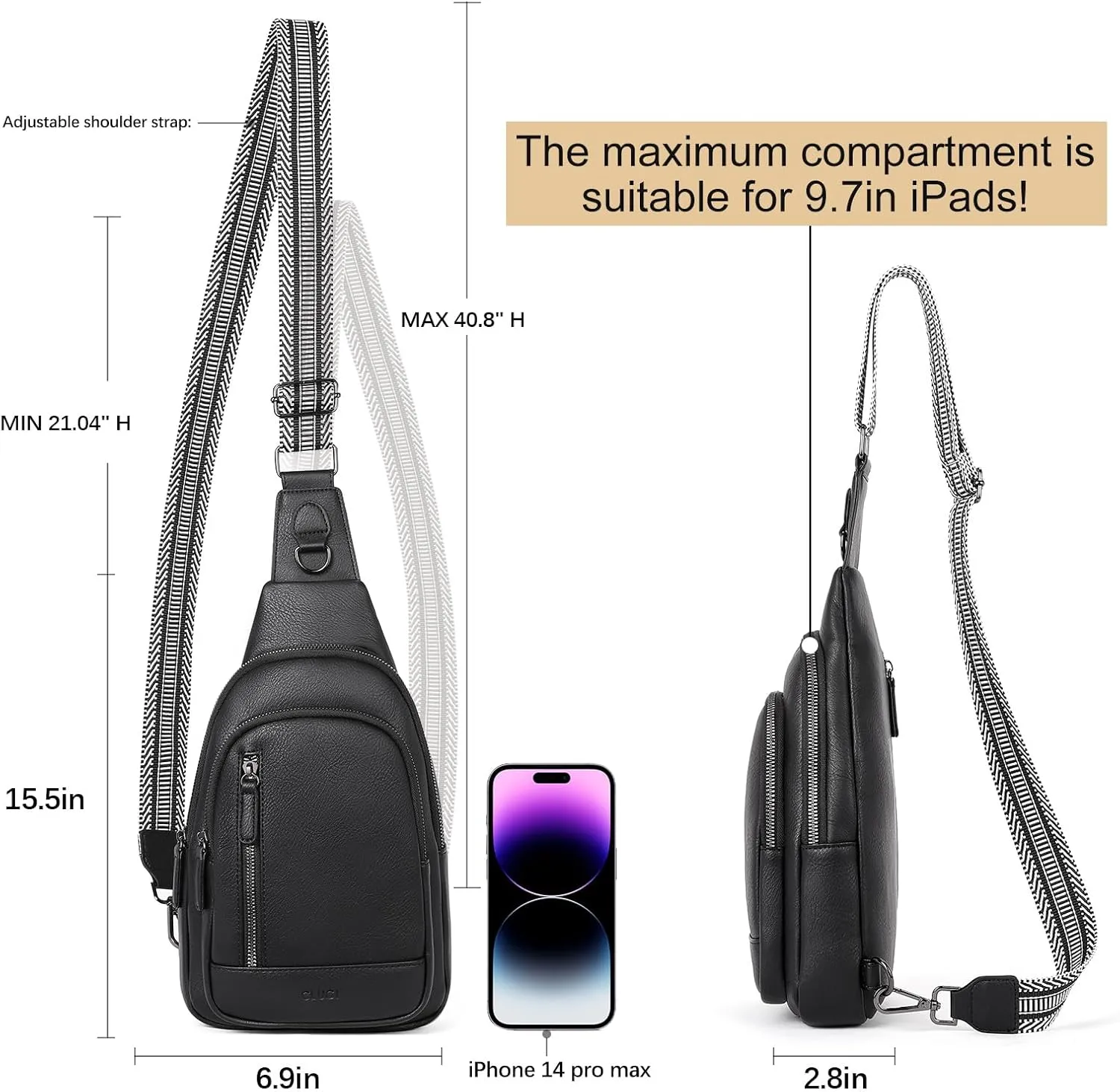 CLUCI Crossbody Bags for Women - Sling Backpack Travel Bag in Leather