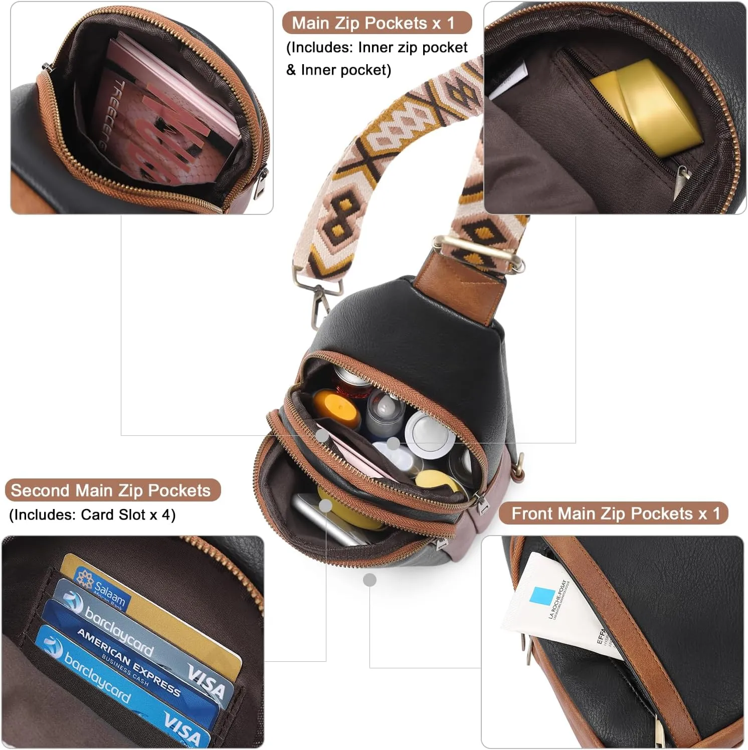 CLUCI Crossbody Bags for Women - Sling Backpack Travel Bag in Leather