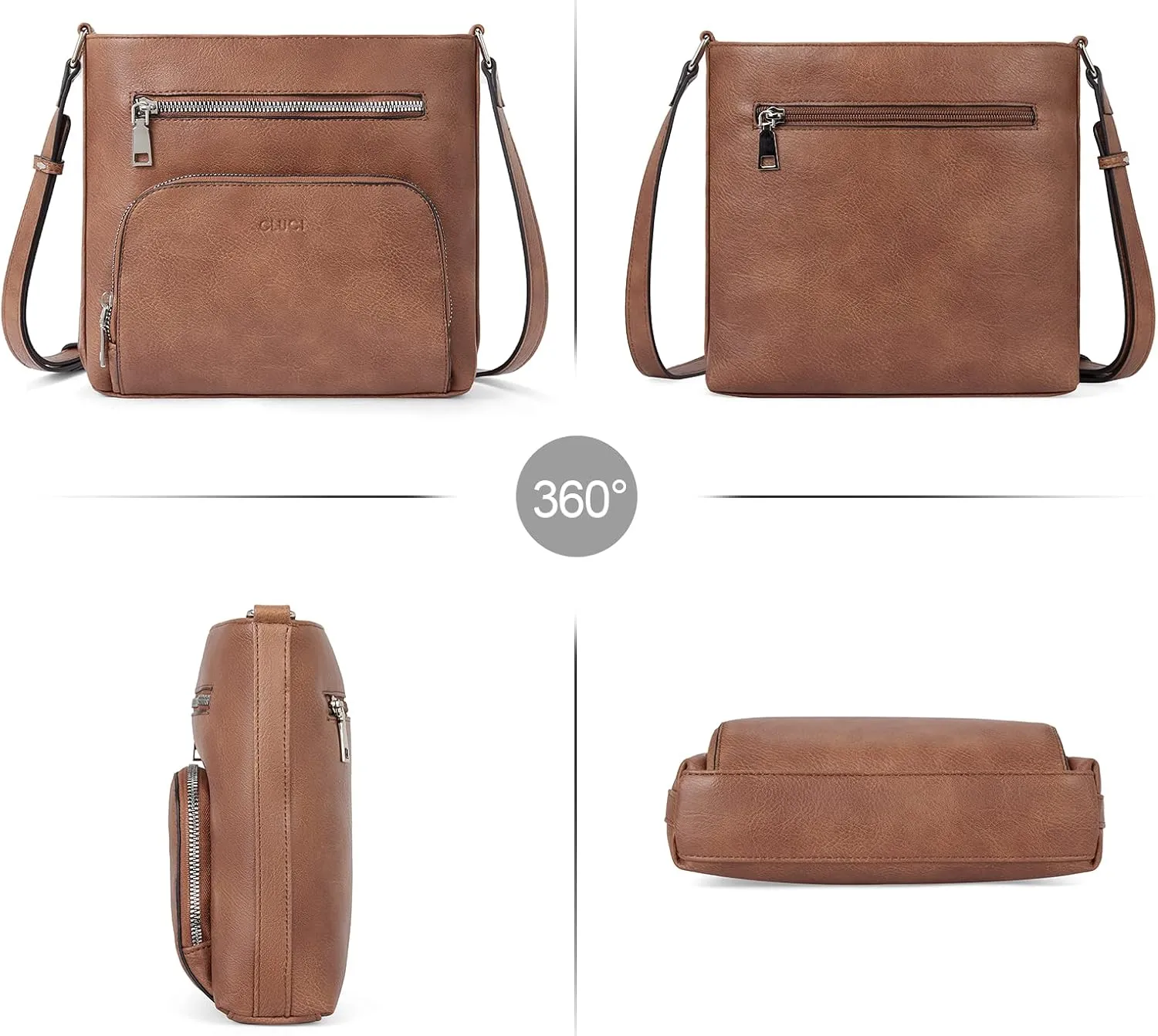 CLUCI Crossbody Purse for Women Multi Pockets Bag Vegan Leather Small Shoulder Handbags Summer Travel Designer Vintage Ladies