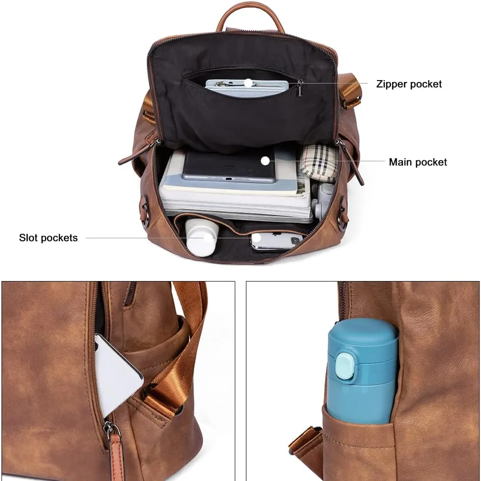 CLUCI Leather Backpack Purse for Women Convertible Large Travel Ladies Designer Fashion Casual College Shoulder Bag