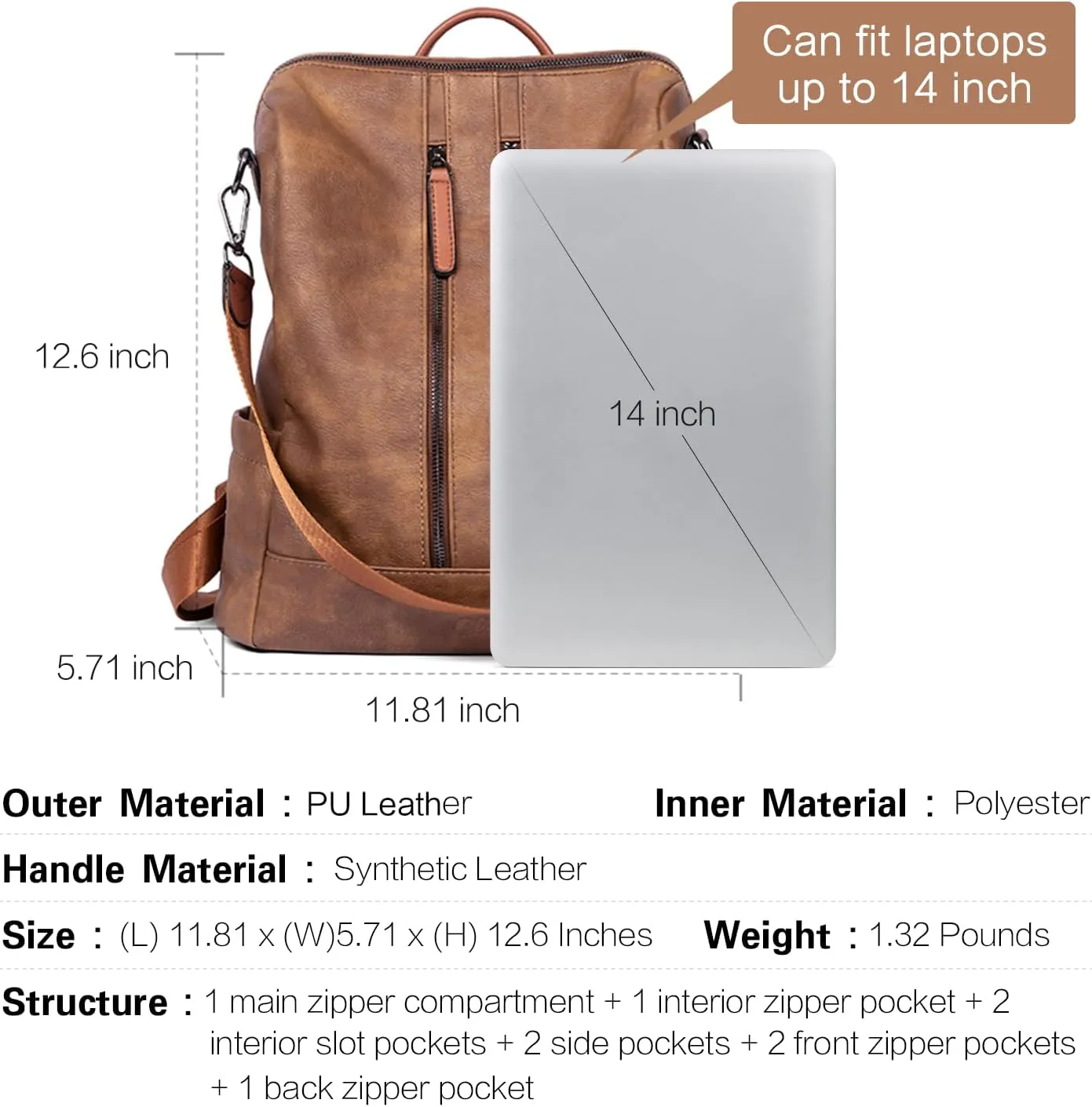 CLUCI Leather Backpack Purse for Women Convertible Large Travel Ladies Designer Fashion Casual College Shoulder Bag