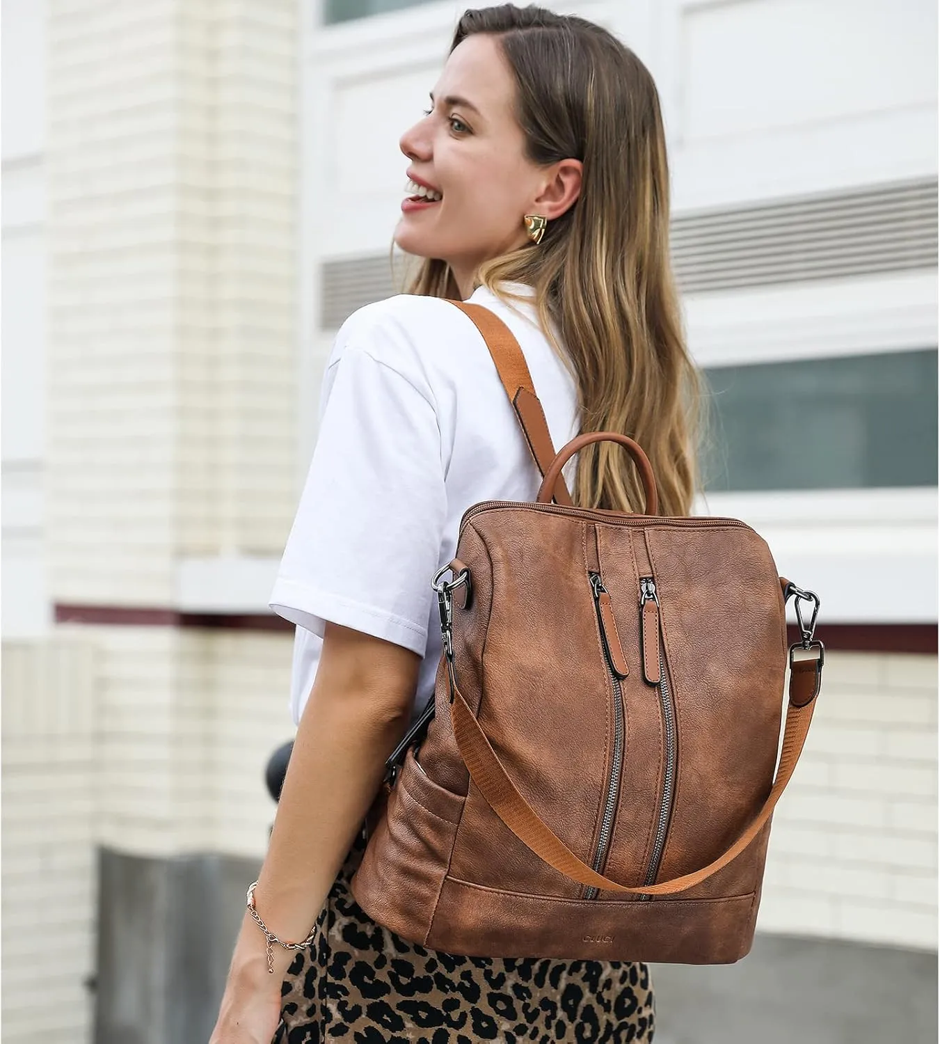 CLUCI Leather Backpack Purse for Women Convertible Large Travel Ladies Designer Fashion Casual College Shoulder Bag