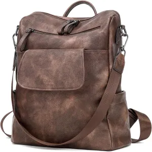 CLUCI Leather Backpack Purse for Women, Large Fashion Convertible Anti-theft, Travel Backpack Purses