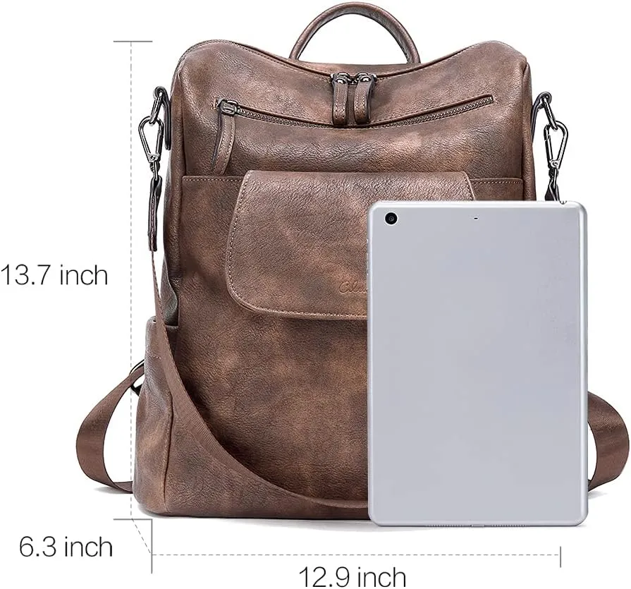 CLUCI Leather Backpack Purse for Women, Large Fashion Convertible Anti-theft, Travel Backpack Purses