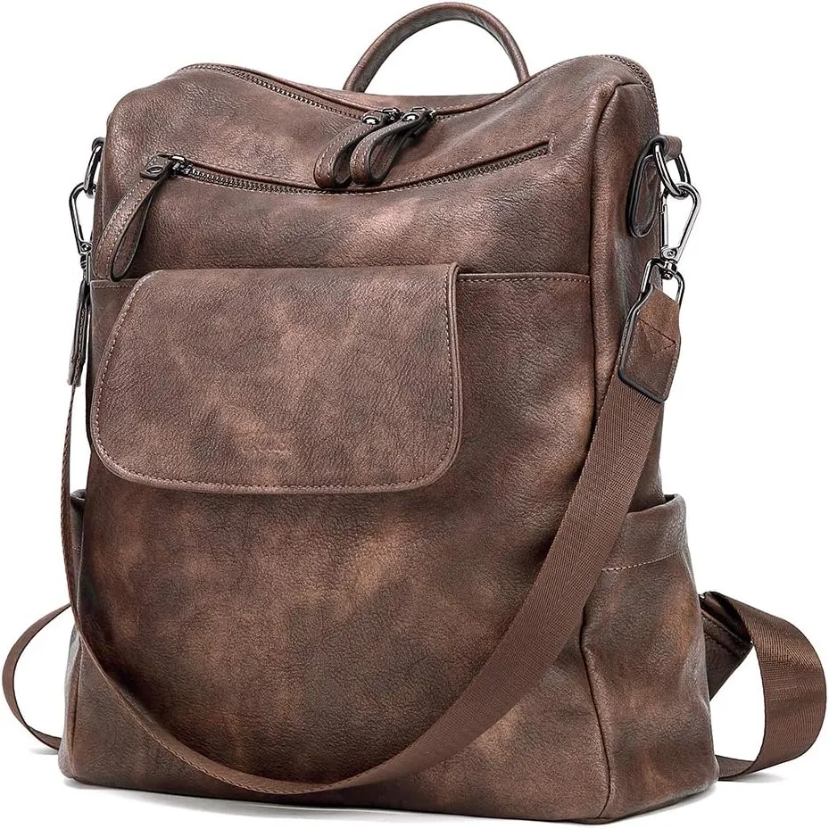 CLUCI Leather Backpack Purse for Women, Large Fashion Convertible Anti-theft, Travel Backpack Purses