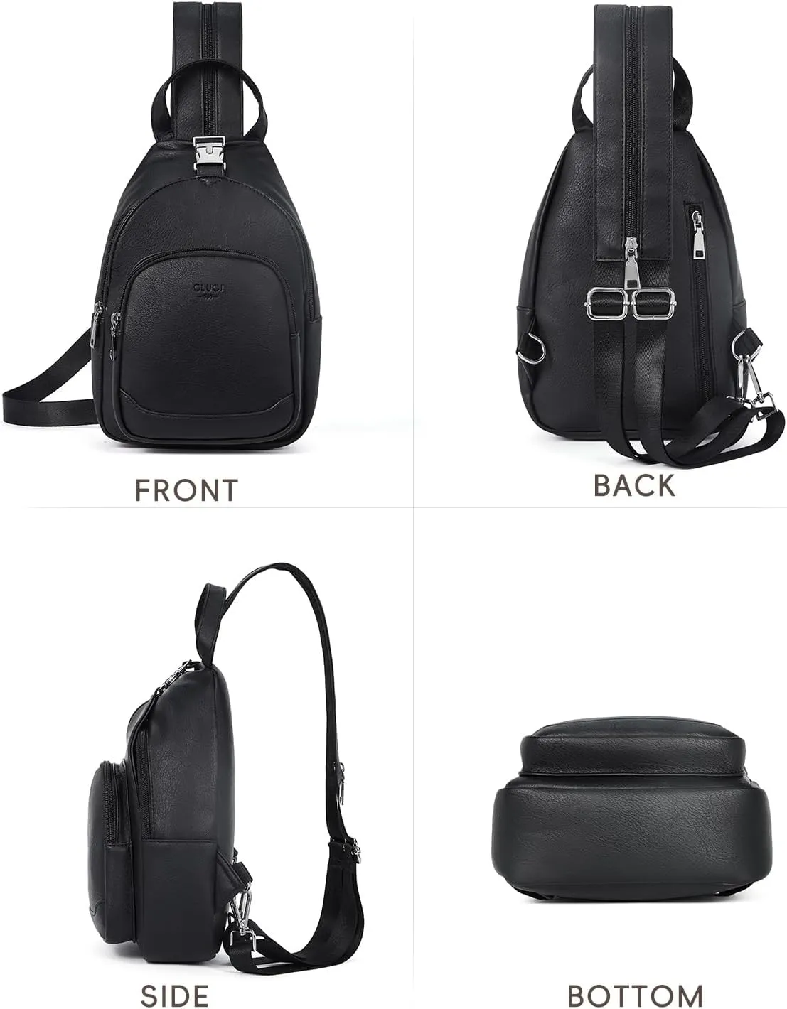 CLUCI Leather Sling Backpack for Women - Small Convertible Crossbody Bag for Travel