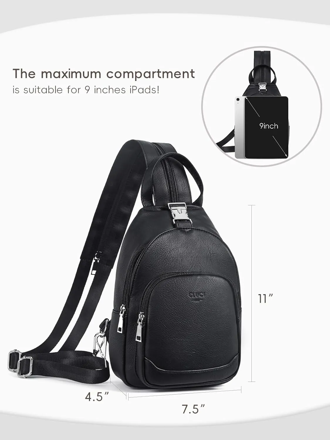 CLUCI Leather Sling Backpack for Women - Small Convertible Crossbody Bag for Travel