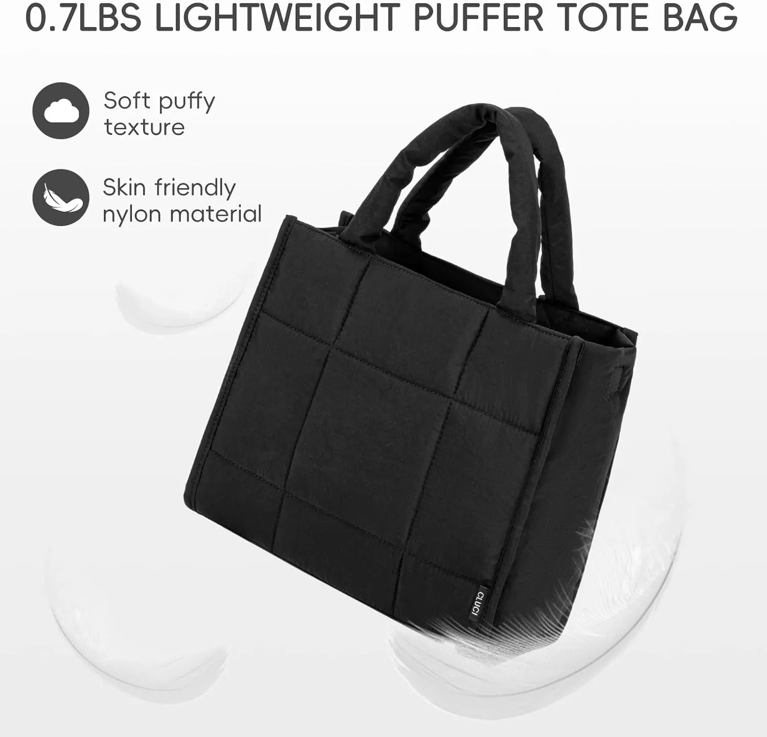 CLUCI Puffer Tote Bag for Women, Quilted Puffy Handbag, Lightweight Travel Crossbody Bag, Shoulder Purses for Shop Work Gym