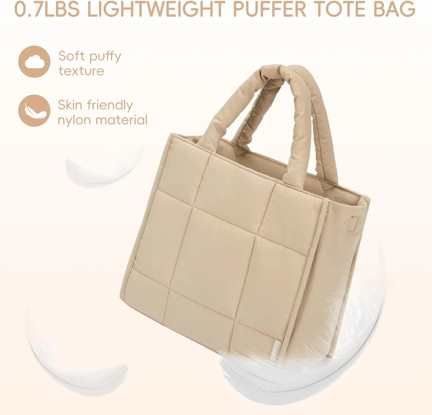 CLUCI Puffer Tote Bag for Women, Quilted Puffy Handbag, Lightweight Travel Crossbody Bag, Shoulder Purses for Shop Work Gym