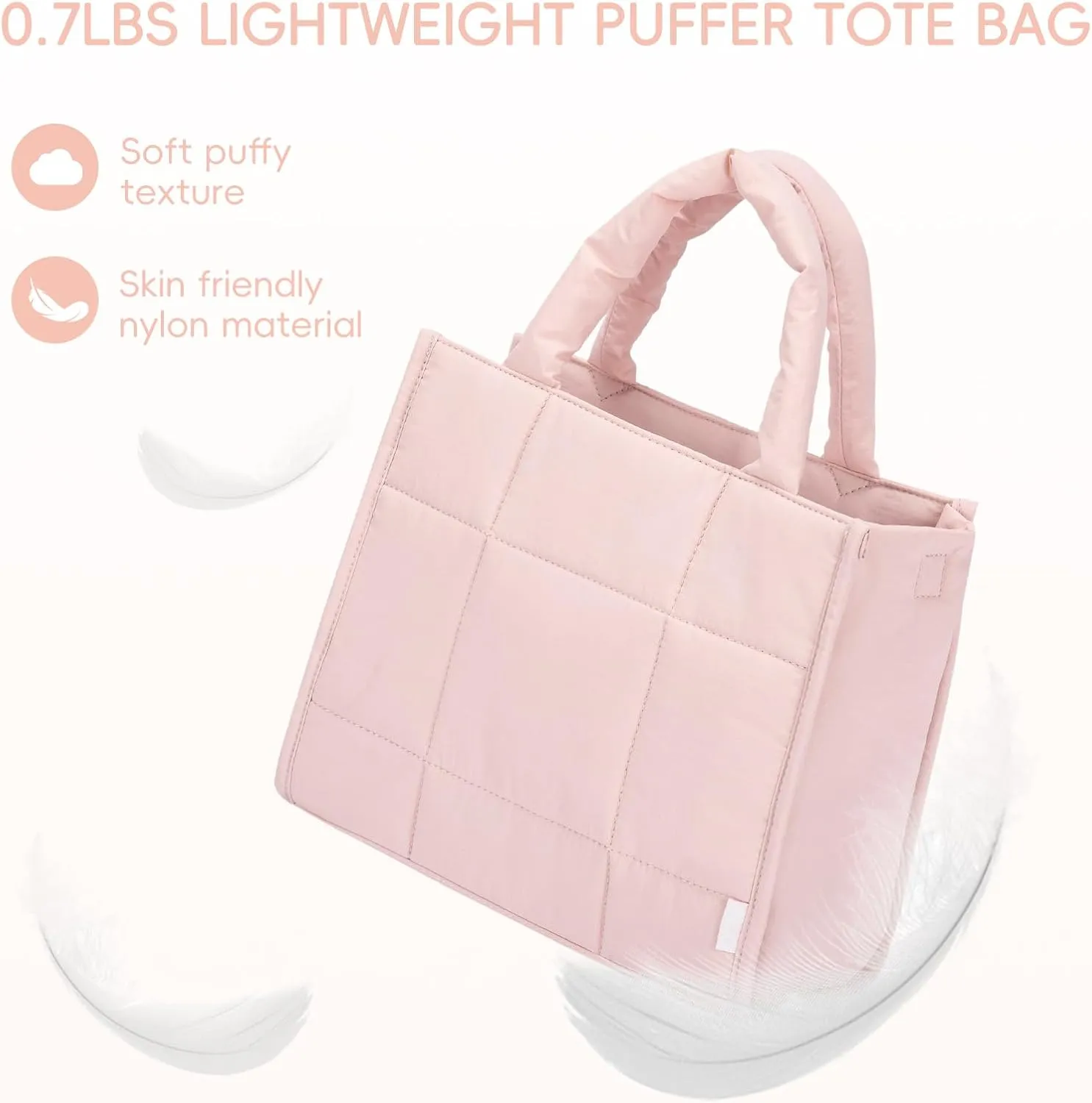 CLUCI Puffer Tote Bag for Women, Quilted Puffy Handbag, Lightweight Travel Crossbody Bag, Shoulder Purses for Shop Work Gym