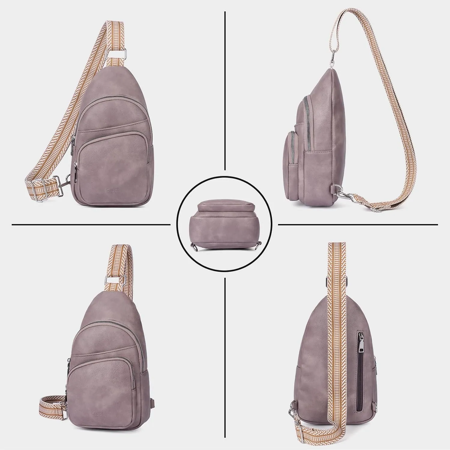 CLUCI Small Sling Bag for Women, Vegan Leather Fanny Pack Crossbody Bags for Women, Chest Bag With Guitar Strap